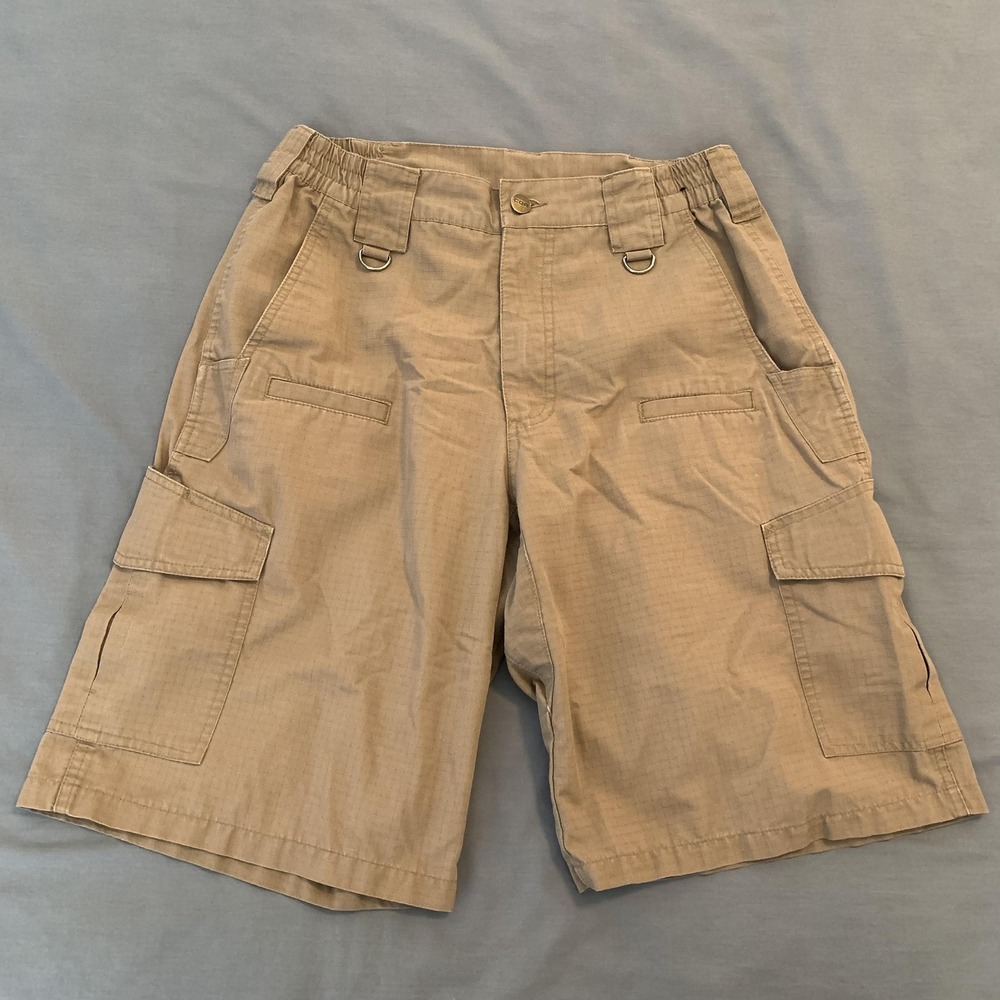CQR Cargo Shorts Mens 34 Beige Ripstop Elastic Waist Utility Pockets Outdoor